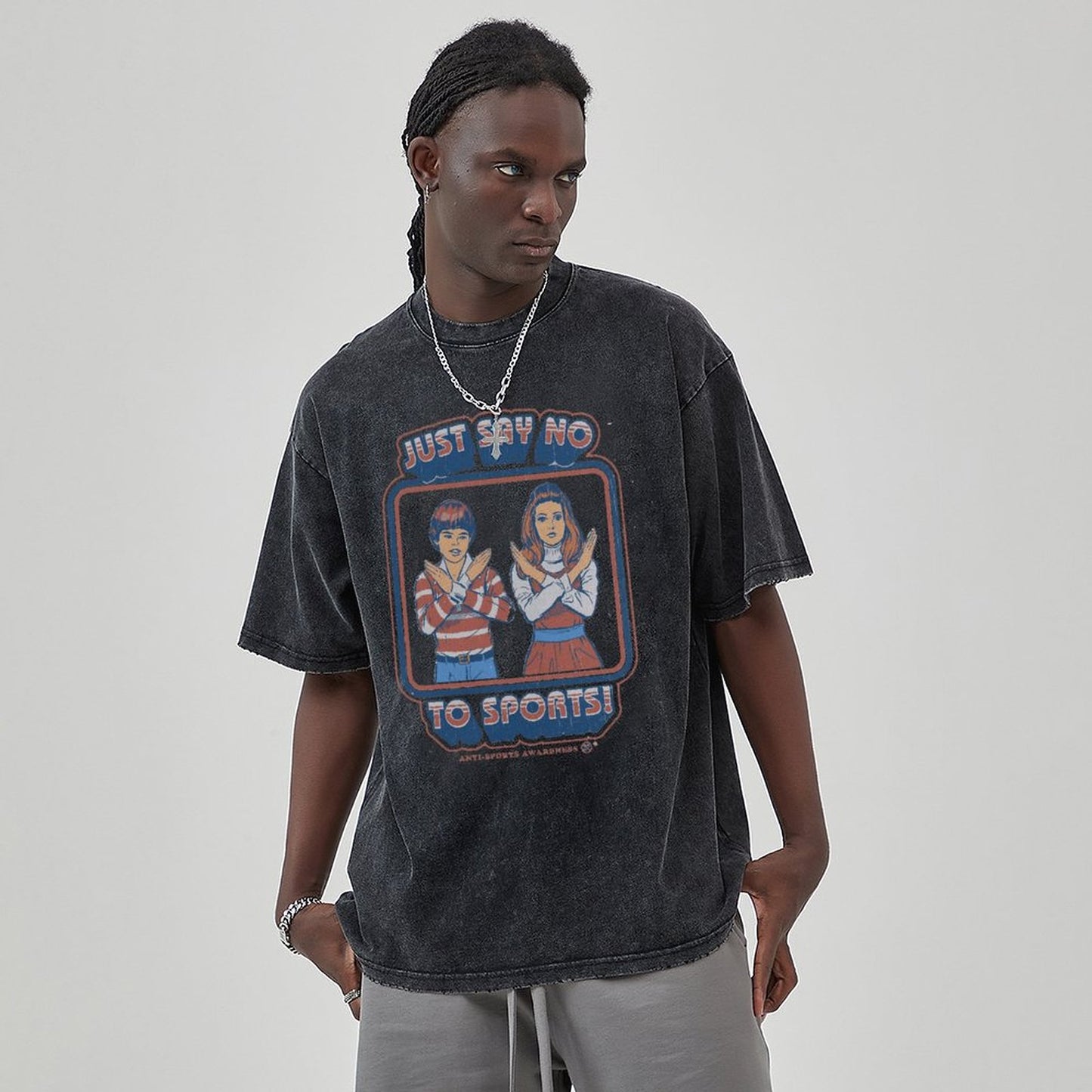 Unisex Vintage Solid Wash Denim T-Shirts