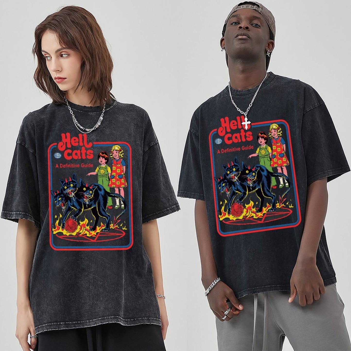 Unisex Vintage Solid Wash Denim T-Shirts