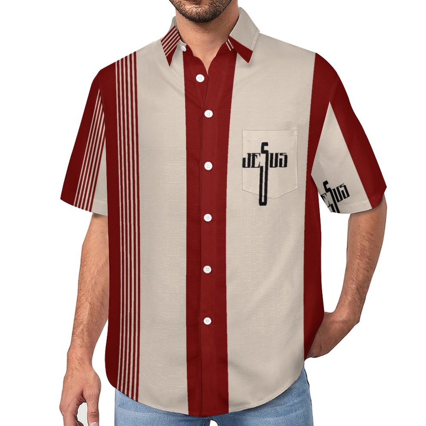 Men's Hawaiian Print Lapel Shirt 2304104797
