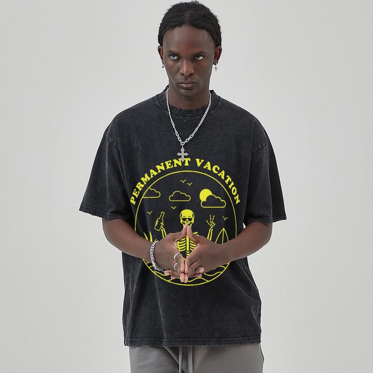Unisex Vintage Solid Wash T-Shirts 2305101596