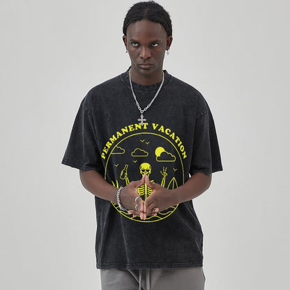 Unisex Vintage Solid Wash T-Shirts 2305101596