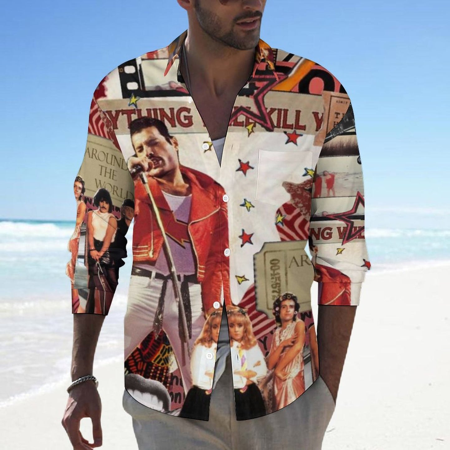 Men's Casual Printed Long Sleeve Shirt 2306103096