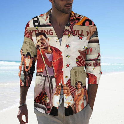 Men's Casual Printed Long Sleeve Shirt 2306103096