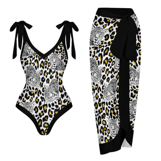 Casual Printed One-Piece Swimsuit And Cover Up 2305102869