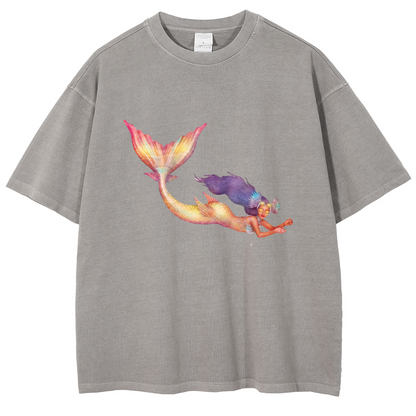 Mens Cotton Wash Solid T-Shirts Oversized Unisex Short Sleeve Streetwear Rap Hip Hop Basic Tee Tops