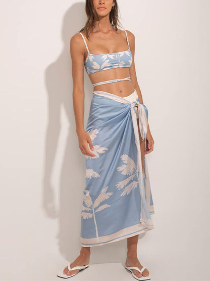 Fashion Print Beach One Piece Swimsuit and Cover Up