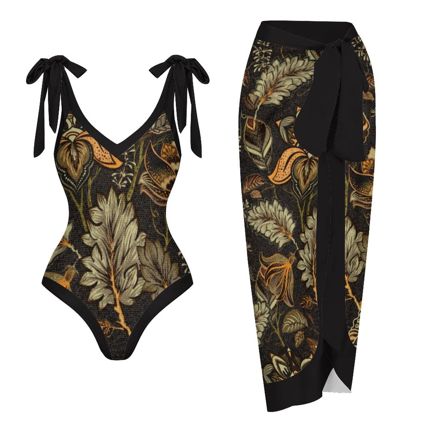 Casual Printed One-Piece Swimsuit And Cover Up 2305102742