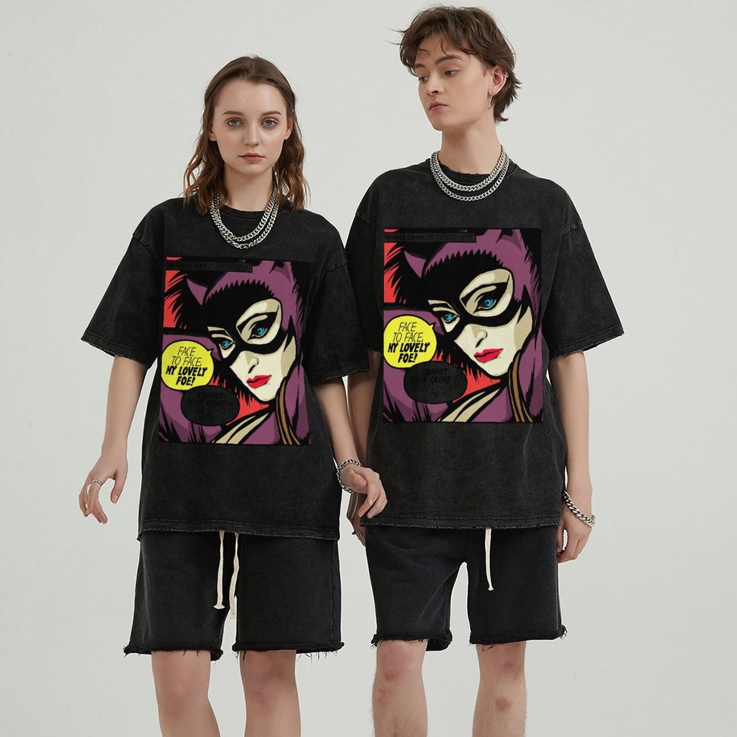 Unisex Vintage Solid Wash Denim T-Shirts