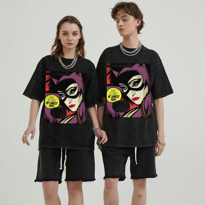 Unisex Vintage Solid Wash Denim T-Shirts