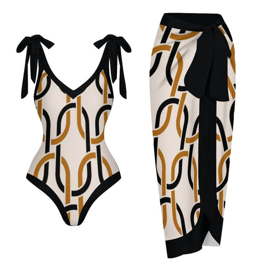 Casual Printed One-Piece Swimsuit And Cover Up 2305104142