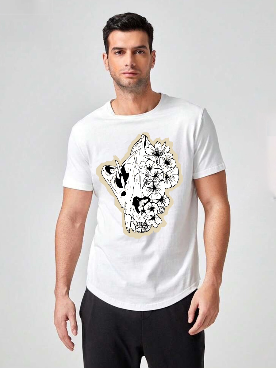 Unisex Round Neck Casual Printed Short Sleeve T-Shirt