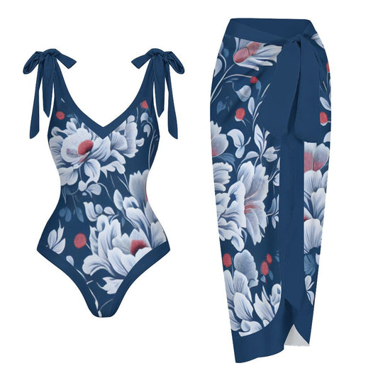 Casual Printed One-Piece Swimsuit And Cover Up 2305102499