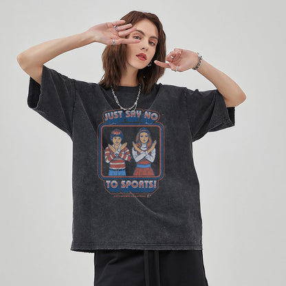 Unisex Vintage Solid Wash Denim T-Shirts