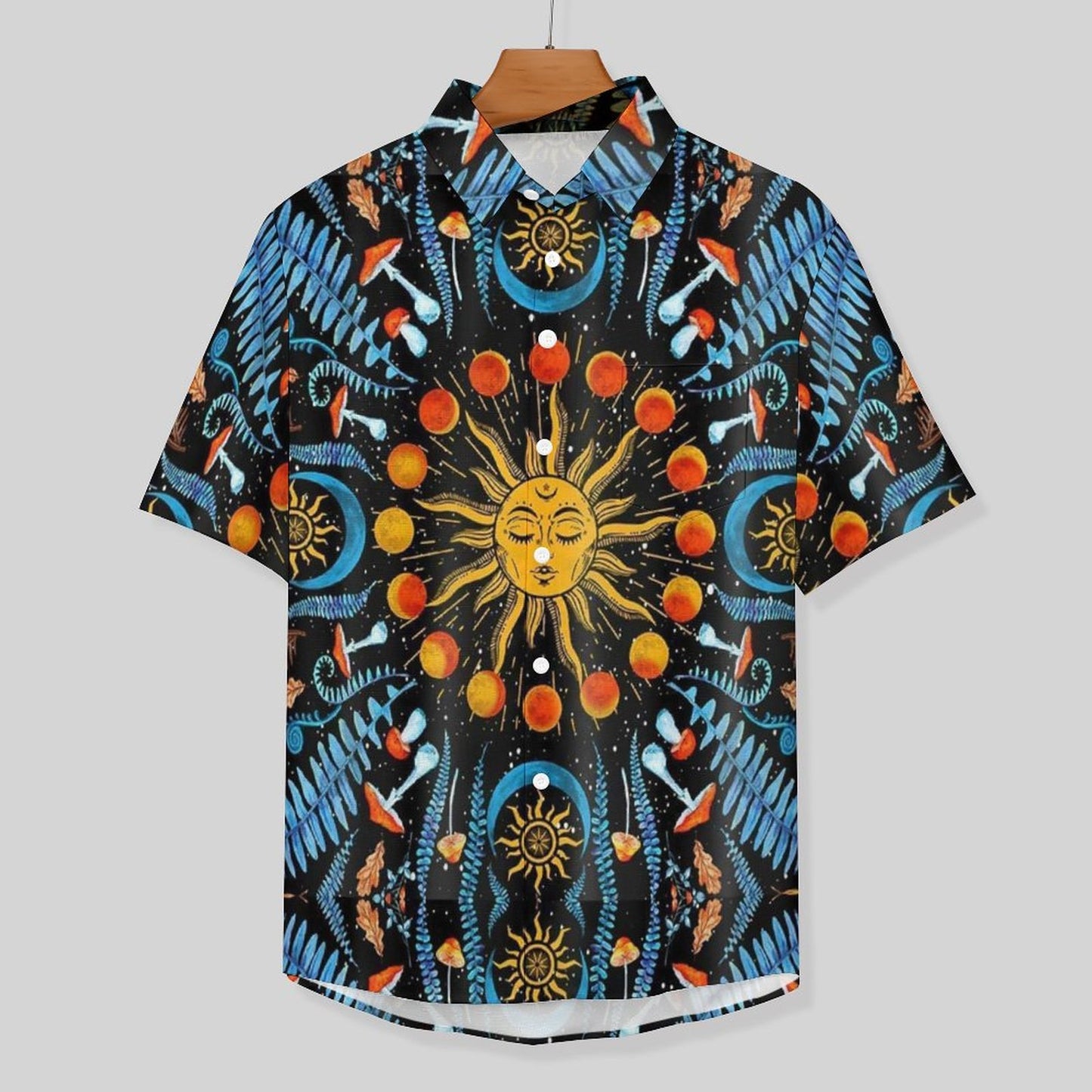 Men's Vintage Sun Print Vacation Hawaiian Shirt 2306104042