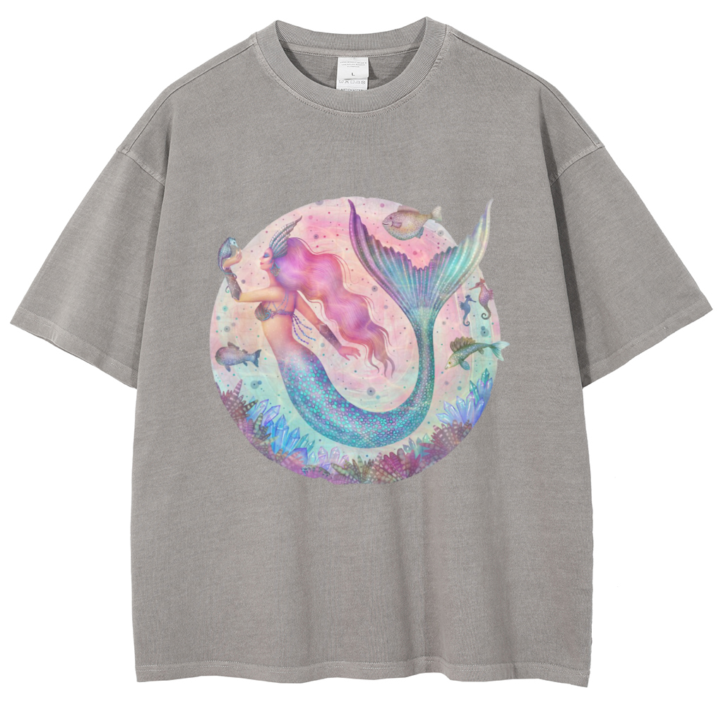 Mens Cotton Wash Solid T-Shirts Oversized Unisex Short Sleeve Streetwear Rap Hip Hop Basic Tee Tops
