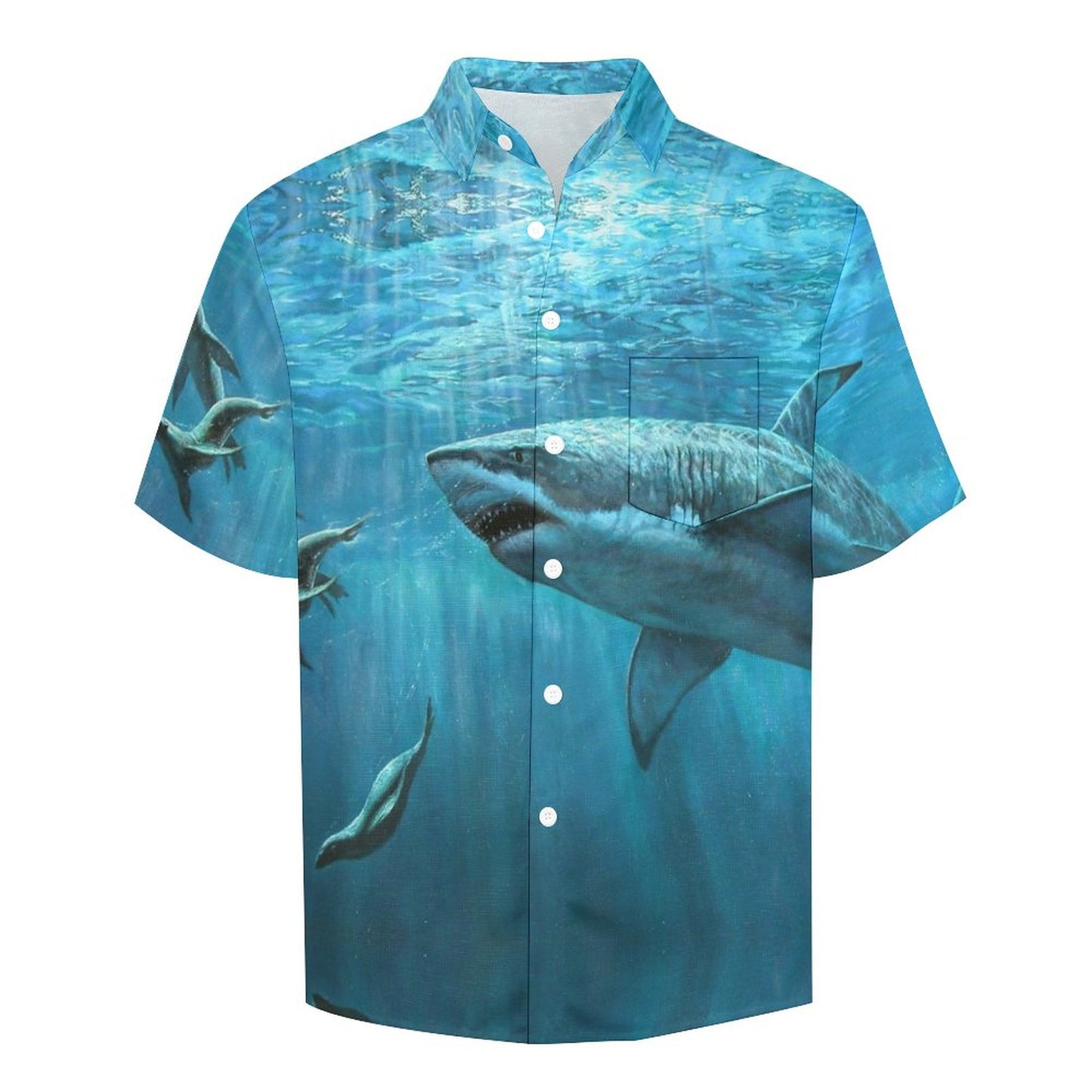 Men's Shark Painted Art Print Vacation Hawaiian Shirt