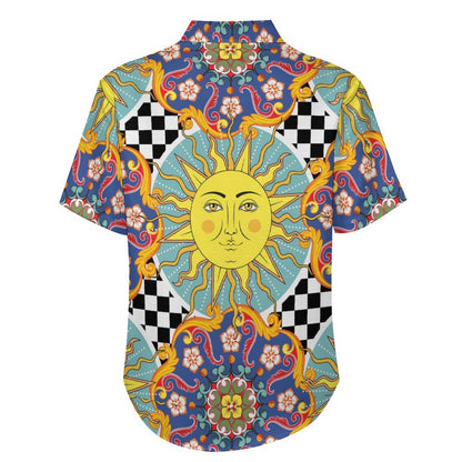 Men's Vintage Sun Print Vacation Hawaiian Shirt 2306104041