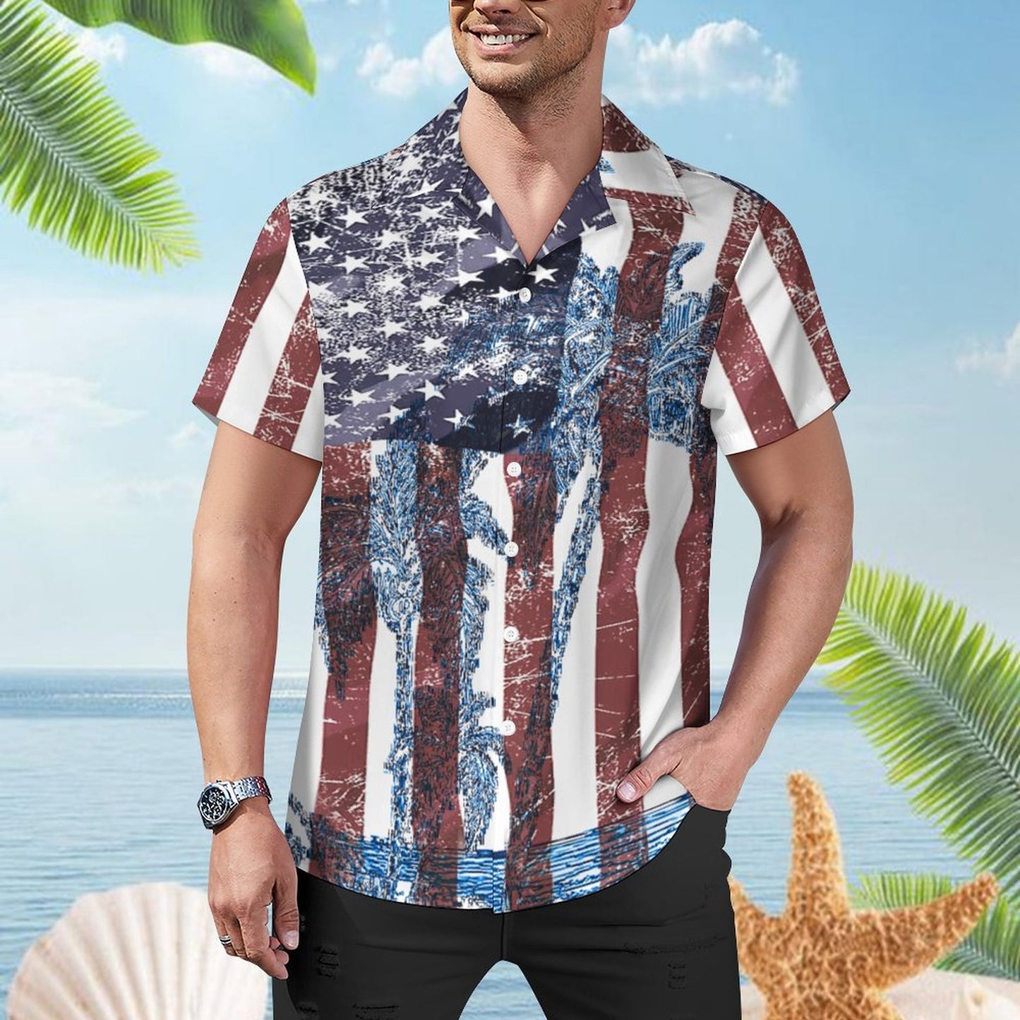 Men's Hawaiian Print Casual Shirt 2304109859