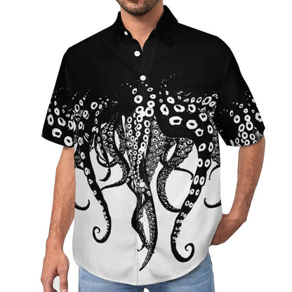 Men's Octopus Painted Print Vacation Hawaiian Shirt2305106286