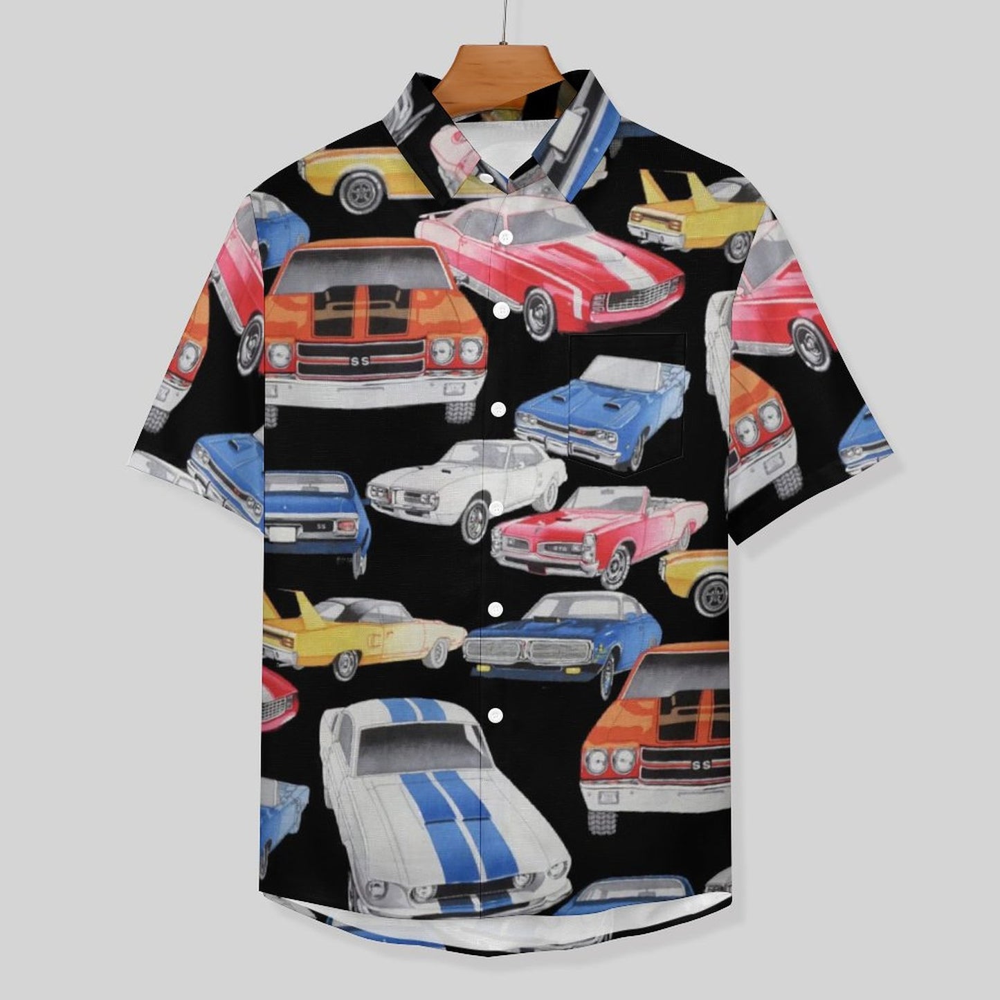 Men's Painted Car Print Vacation Hawaiian Shirt