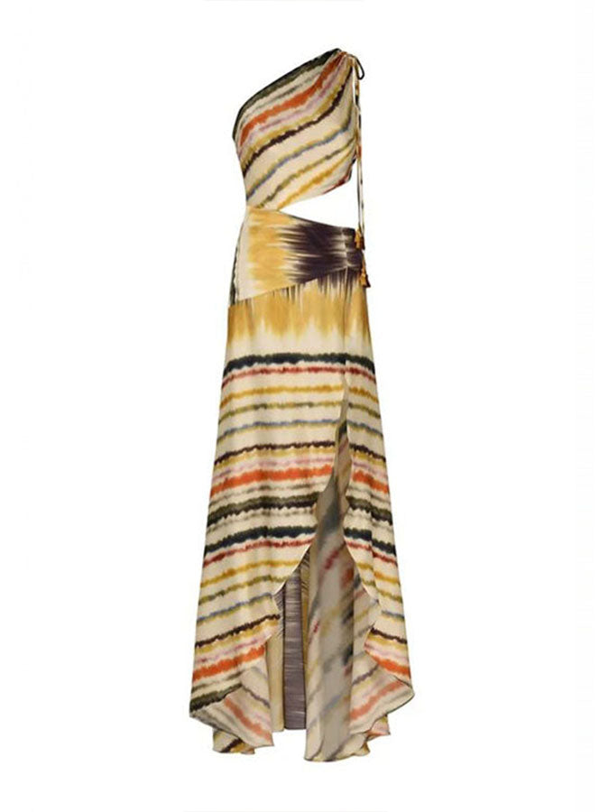 One Shoulder Print Fashion Beach Dress