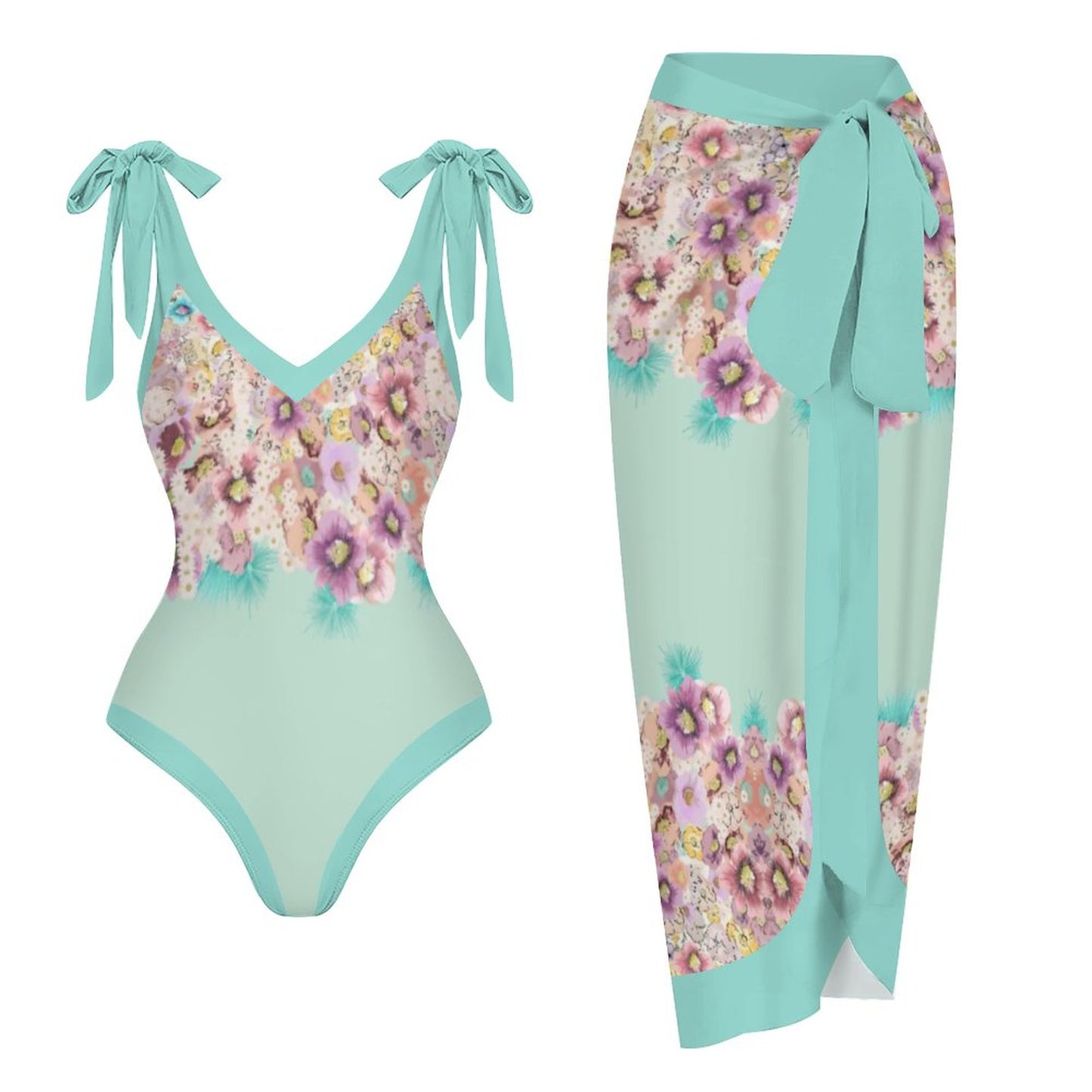 Casual Printed One Piece Swimsuit And Cover Up 2305105546