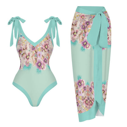 Casual Printed One Piece Swimsuit And Cover Up 2305105546