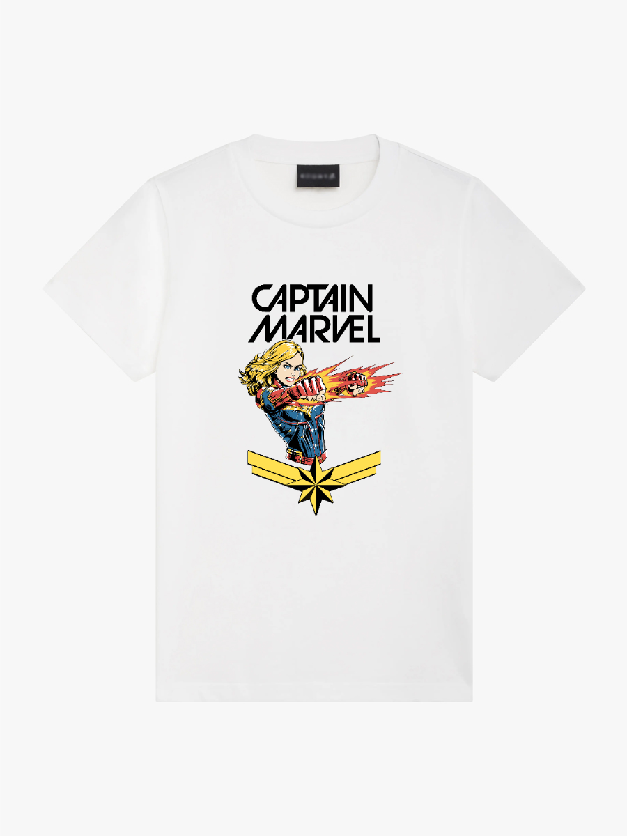 Women's Casual Captain Marvel Printed Round Neck Short Sleeve T-Shirt