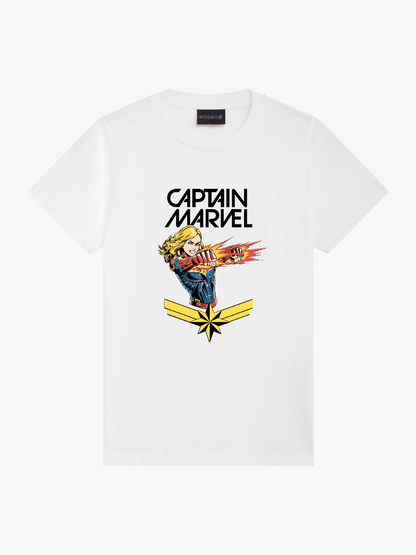 Women's Casual Captain Marvel Printed Round Neck Short Sleeve T-Shirt