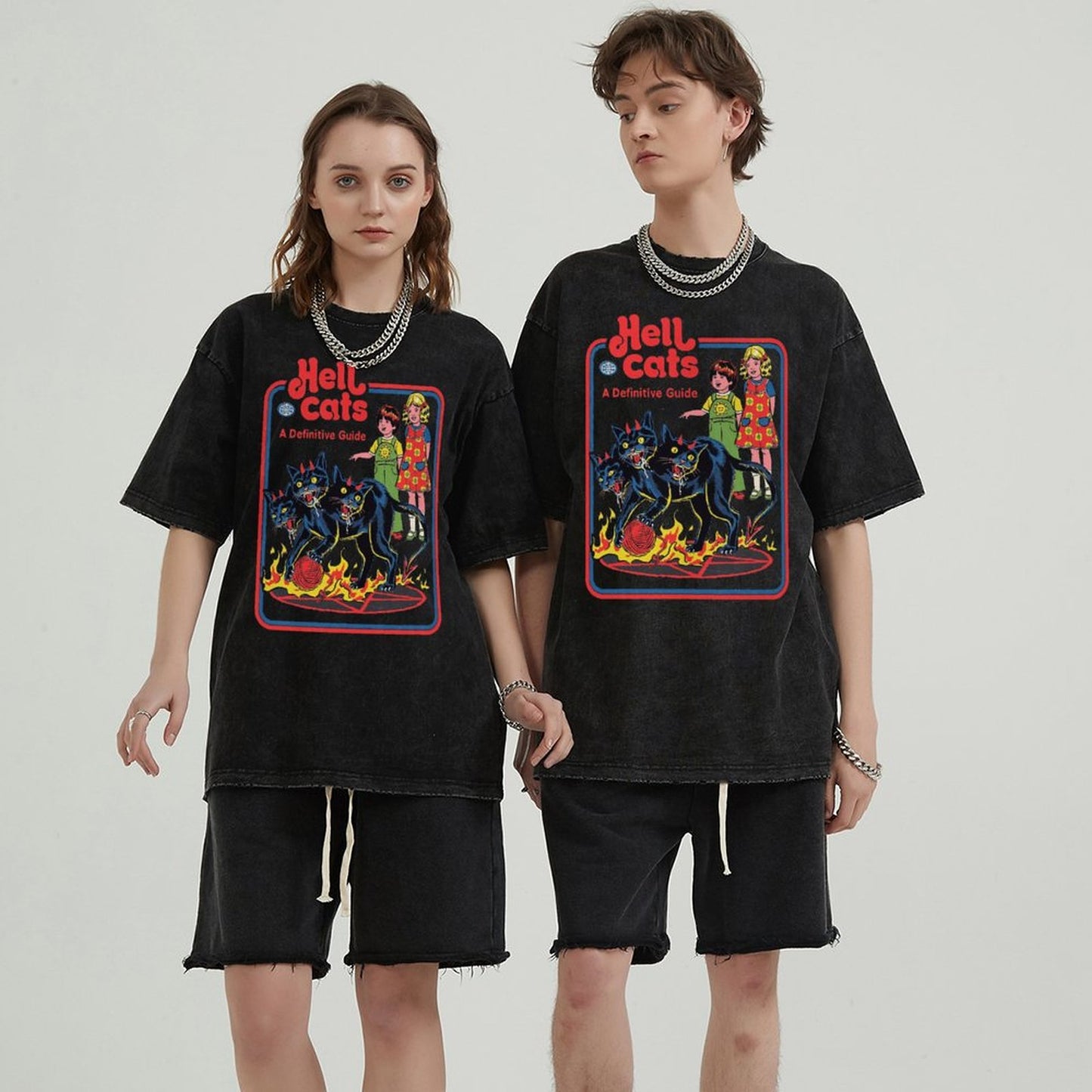 Unisex Vintage Solid Wash Denim T-Shirts