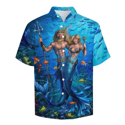 Men's Hawaiian Print Lapel Shirt 2304107120