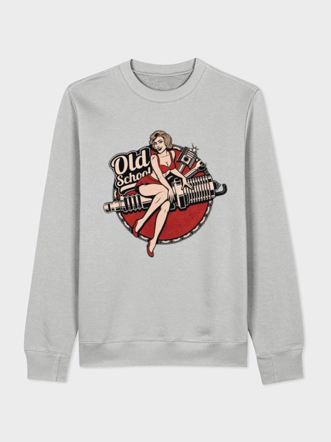 Unisex Round Neck Casual Printed Long Sleeve Sweatshirt