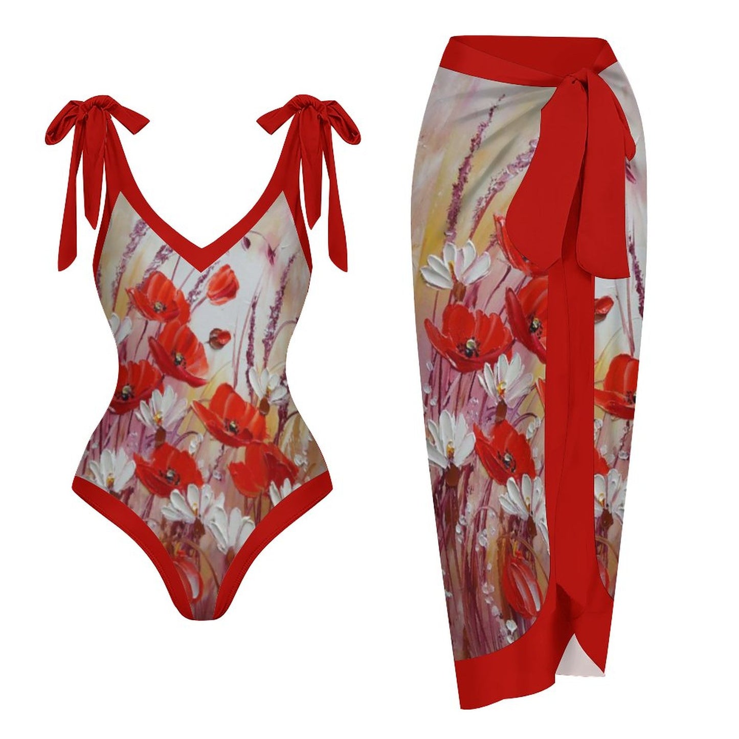 Casual Printed One-Piece Swimsuit And Cover Up 2305102660