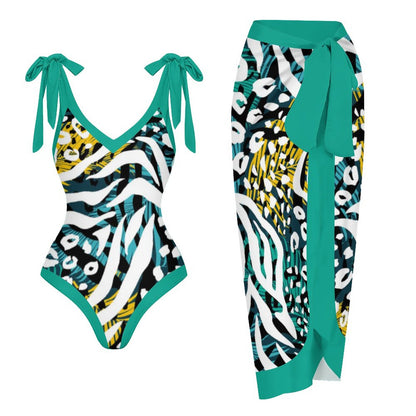 Casual Printed One Piece Swimsuit And Cover Up 2306103192