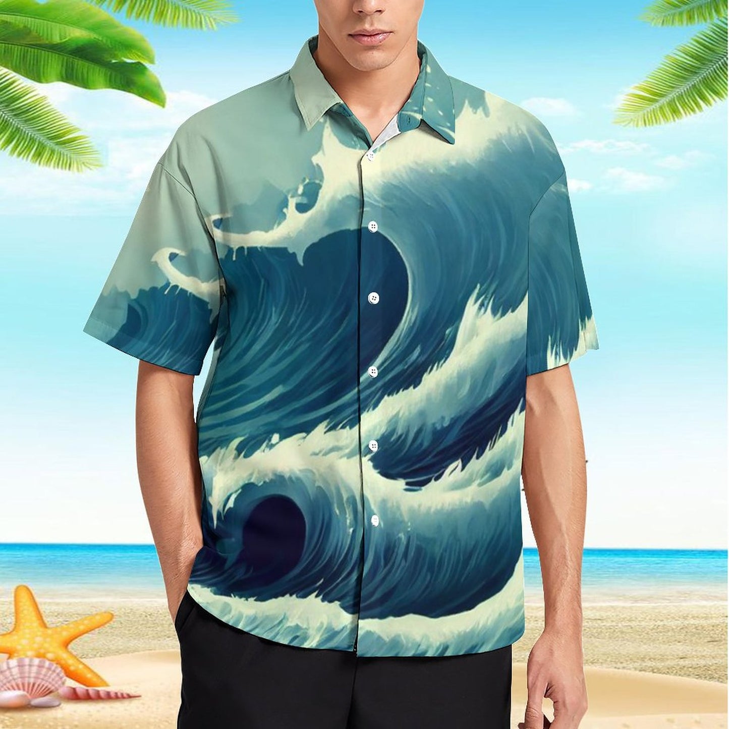 Men's Hawaiian Print Resort Shirt 2305101776