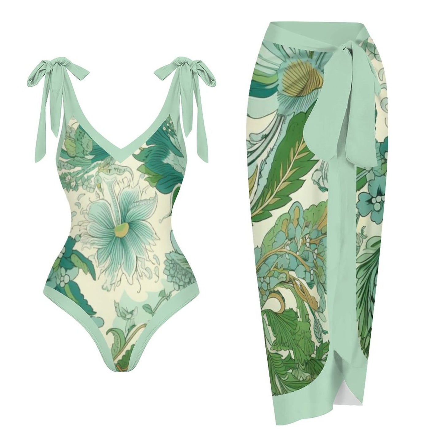 Casual Printed One Piece Swimsuit And Cover Up 2306103038