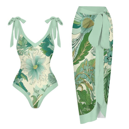 Casual Printed One Piece Swimsuit And Cover Up 2306103038