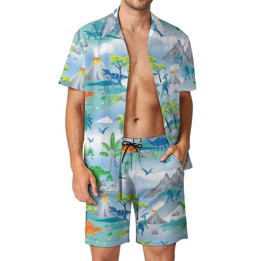 Men's Hawaiian Print Beach Two-Piece Suit 2305102344