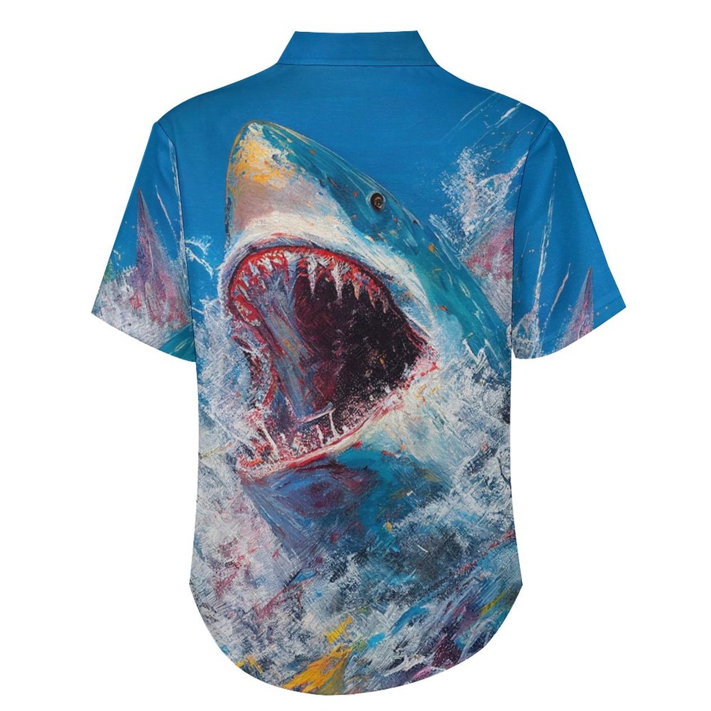 Men's Canvas Shark Art Print Vacation Hawaiian Shirt 2305106642
