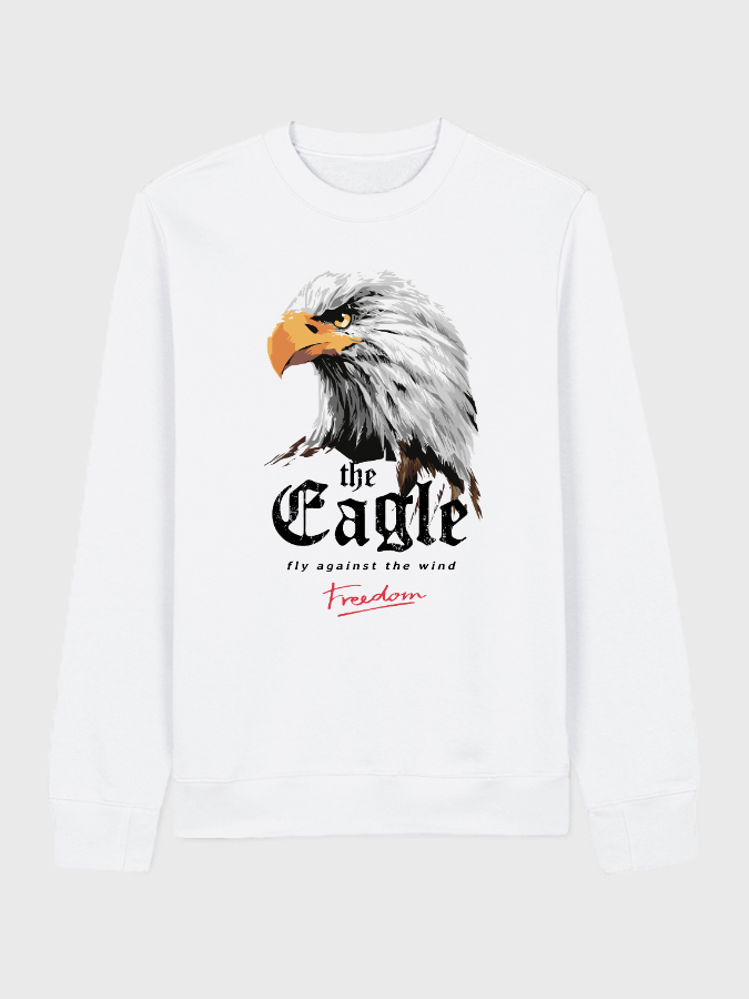 Unisex Round Neck Casual Eagle Printed Long Sleeve Sweatshirt