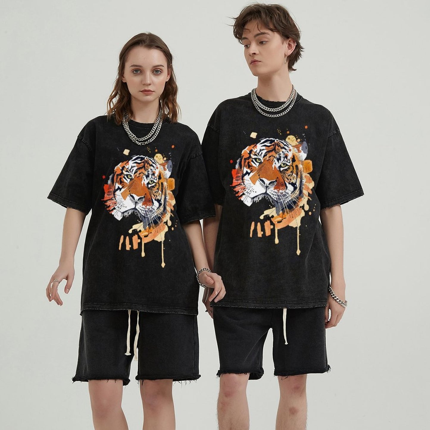 Mens Cotton Wash Solid T-Shirts Oversized Unisex Short Sleeve Streetwear Rap Hip Hop Basic Tee Tops 2305101624