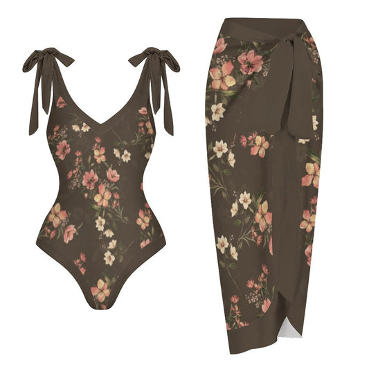 Casual Printed One-Piece Swimsuit And Cover Up 2305102491