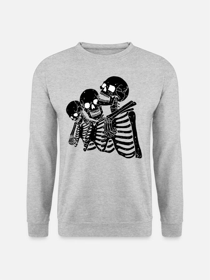 Unisex Round Neck Casual Skeleton Printed Long Sleeve Sweatshirt