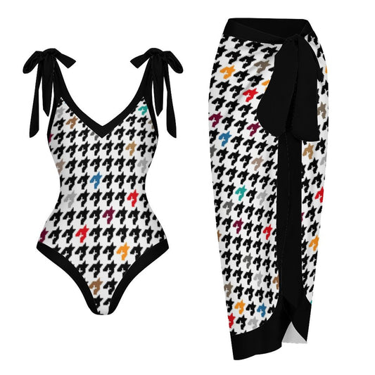 Casual Printed One Piece Swimsuit And Cover Up 2305104834