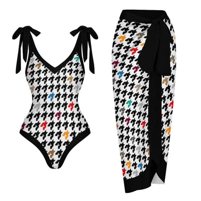 Casual Printed One Piece Swimsuit And Cover Up 2305104834