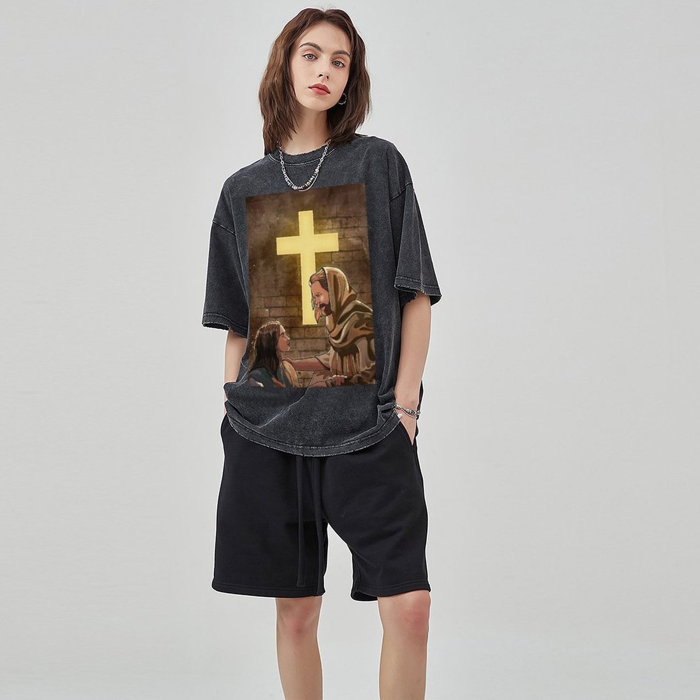 Unisex Vintage Solid Wash T-Shirts 2305103964