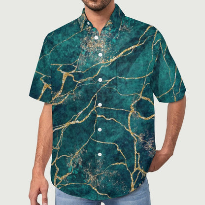 Men's Texture Print Vacation Hawaiian Shirt 2306104055