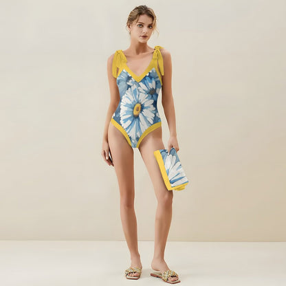 Casual Printed One-Piece Swimsuit And Cover Up 2305102445