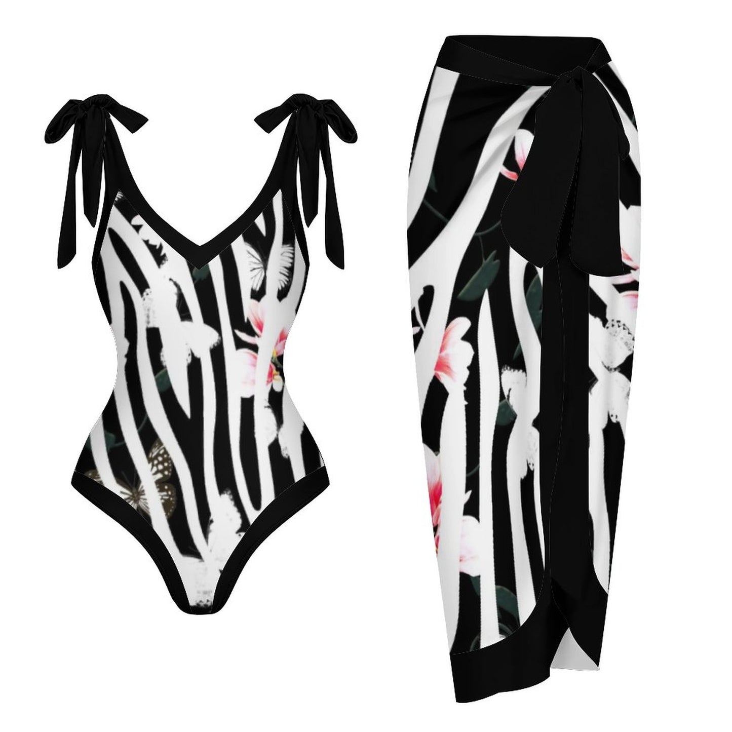 Casual Printed One-Piece Swimsuit And Cover Up 2305103345