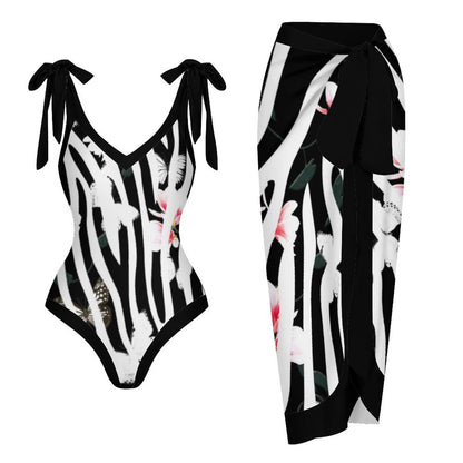 Casual Printed One-Piece Swimsuit And Cover Up 2305103345